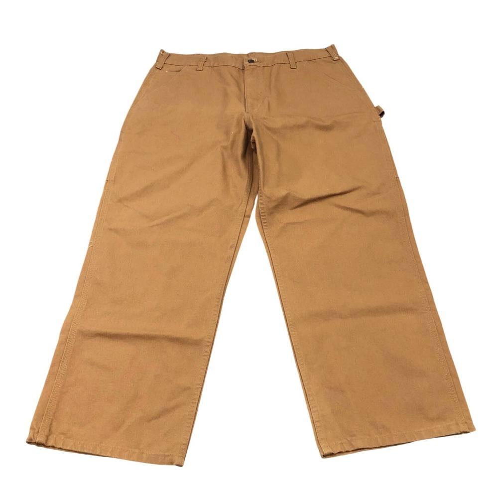 Carhartt B11 Loose Fit Washed Duck Work Dungaree Men 38x30 Brown Carpenter Pants